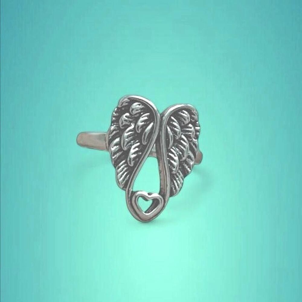 ethereal angel wing silver plated ring